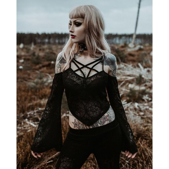 Killstar Tops - KILLSTAR Hadara Spell witchy bell sleeve top